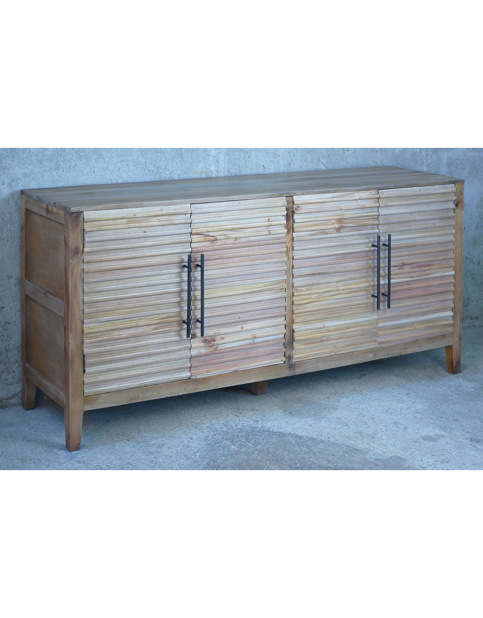 CAB695 Ashland Credenza 4 Dr/w Ripple Carving 66.5x18.1x33"H