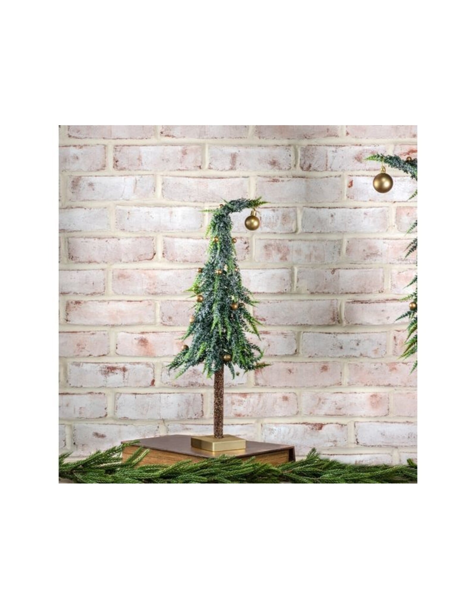 19" FROSTED BELL TREE WOOD BASE