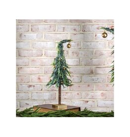 19" FROSTED BELL TREE WOOD BASE