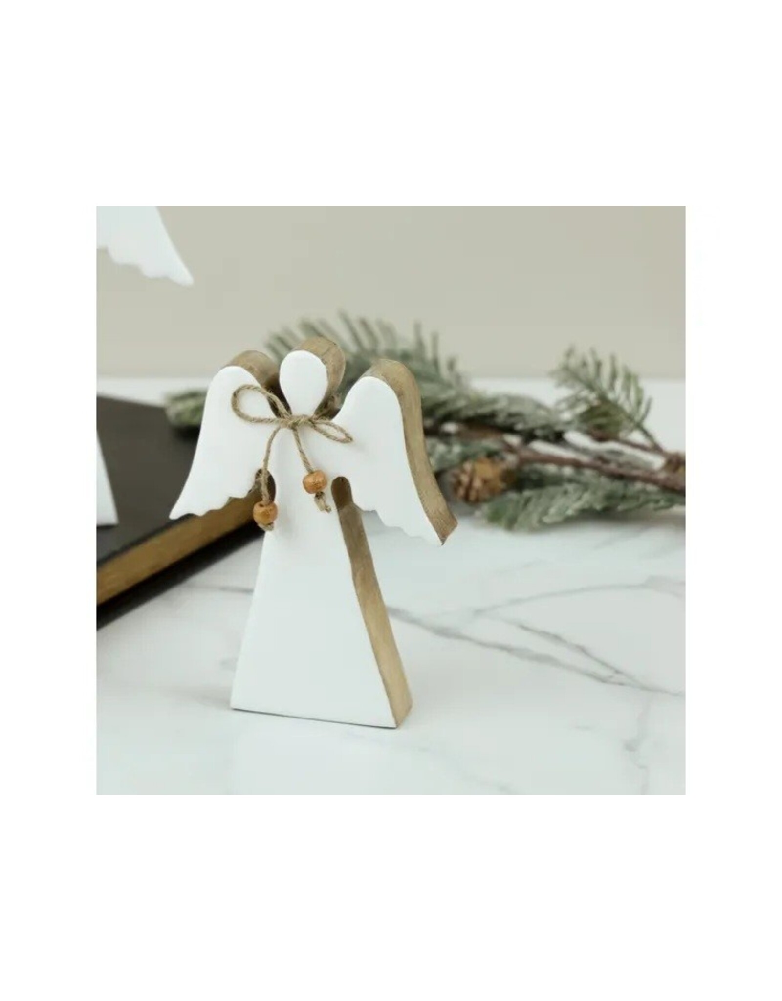 6.3" WOOD ENAMELWARE ANGEL