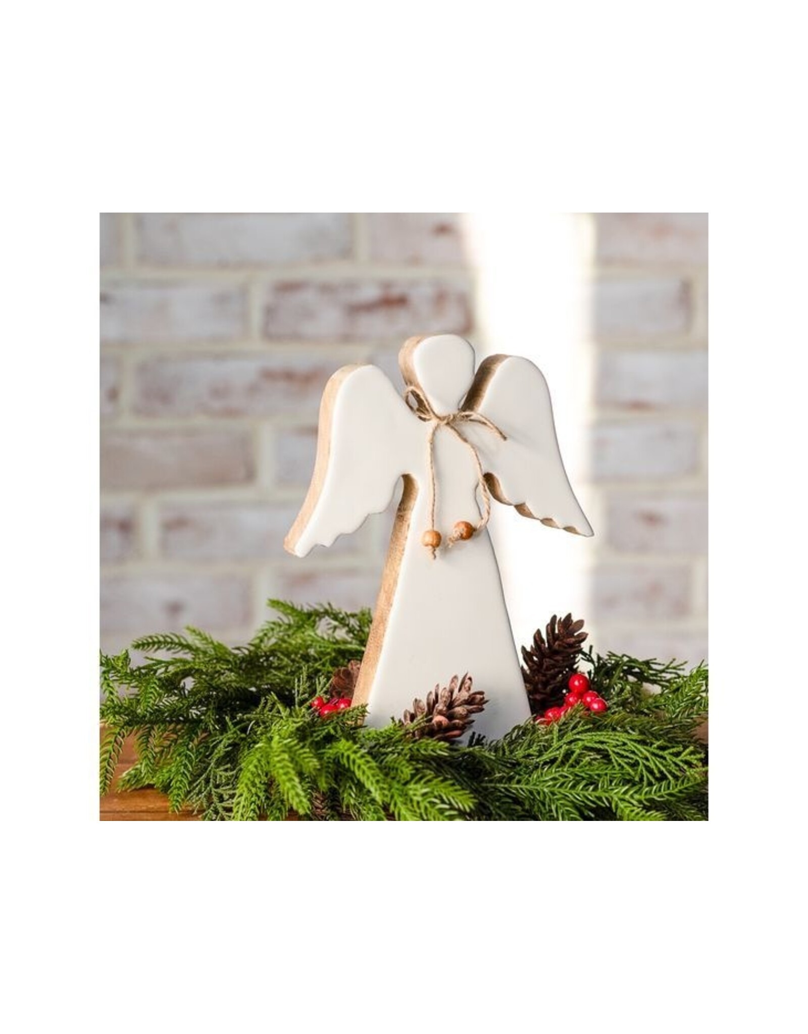 8.7" WOOD ENAMELWARE ANGEL