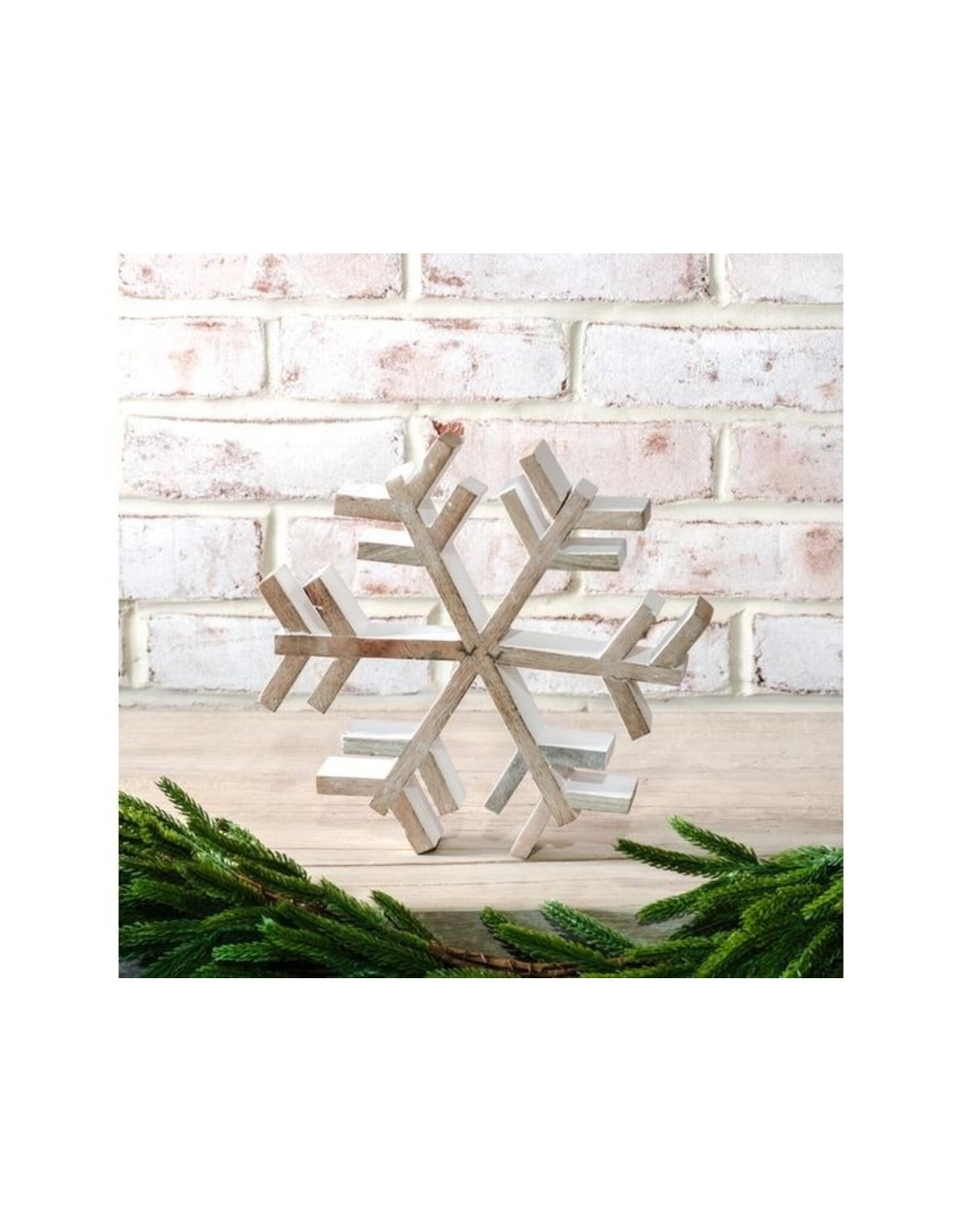 9.06" WOODEN SNOWFLAKE TABLE DECOR