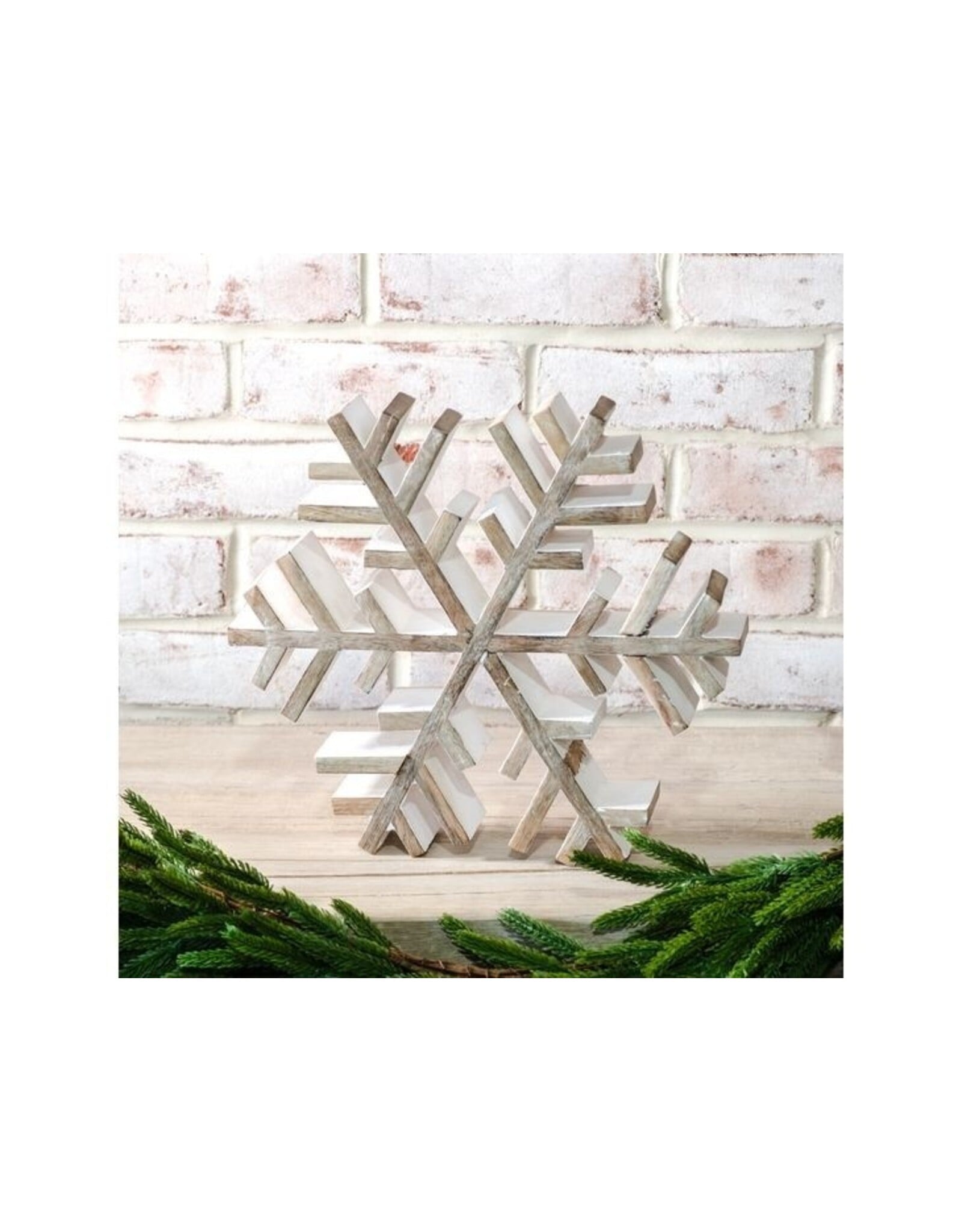 12" WOODEN SNOWFLAKE TABLE DECOR