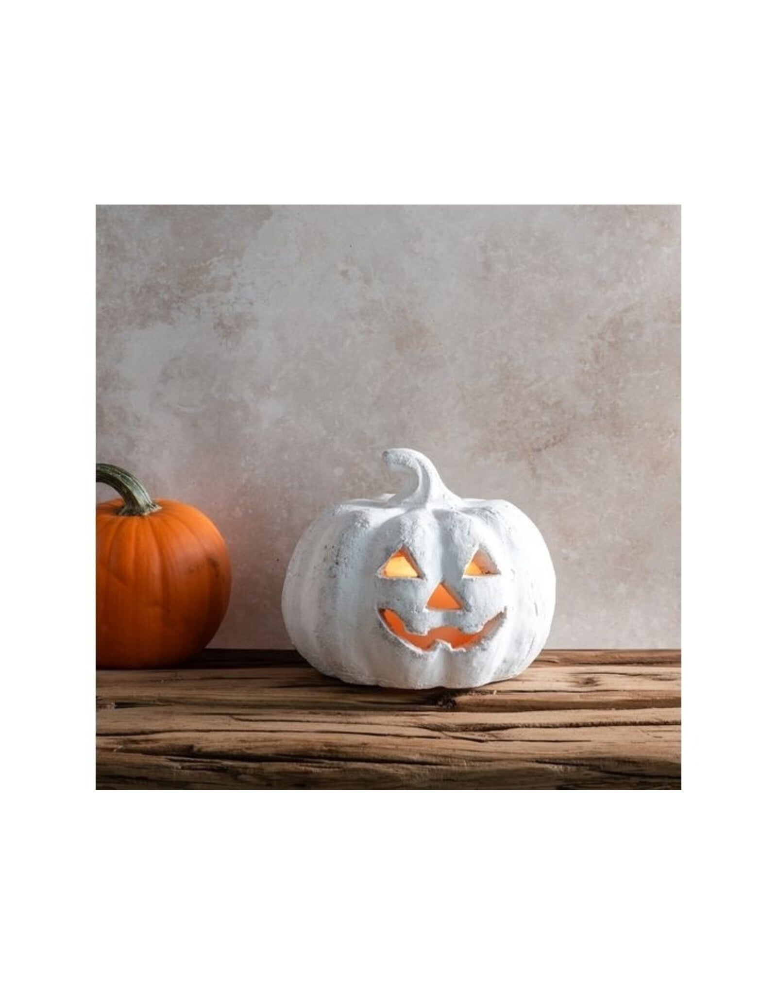 6.5"W WH TERRACOTTA MINI J-O-L PUMPKIN