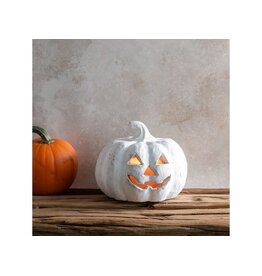 6.5"W WH TERRACOTTA MINI J-O-L PUMPKIN