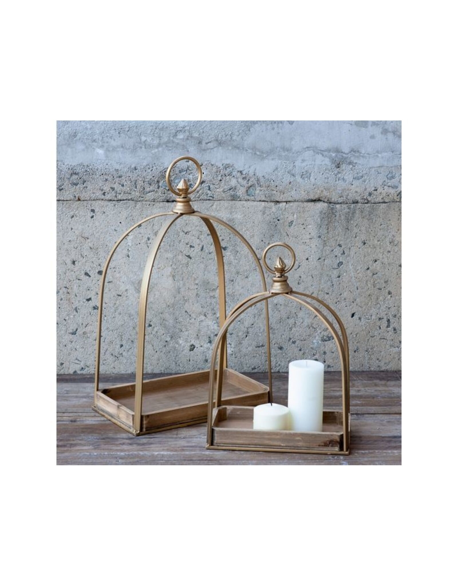 HX08359 WIDE GOLD METAL WOOD DISPLAYER LARGE 14.2X8.6X22.6