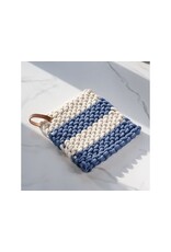 PDJD015CREAM/BLUE STRIPE KNIT POT HOLDER
