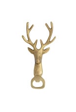 Cast Aluminum Reindeer Head Shaped Bottle Opener, Gold Finish