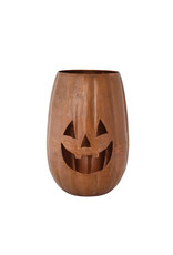 Metal Jack-O-Lantern Candle Holder w Cut-Outs, Copper Finish
