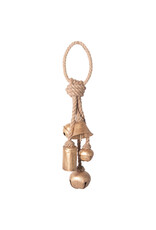 13"H Metal Bells on Jute Hanger, Gold Finish