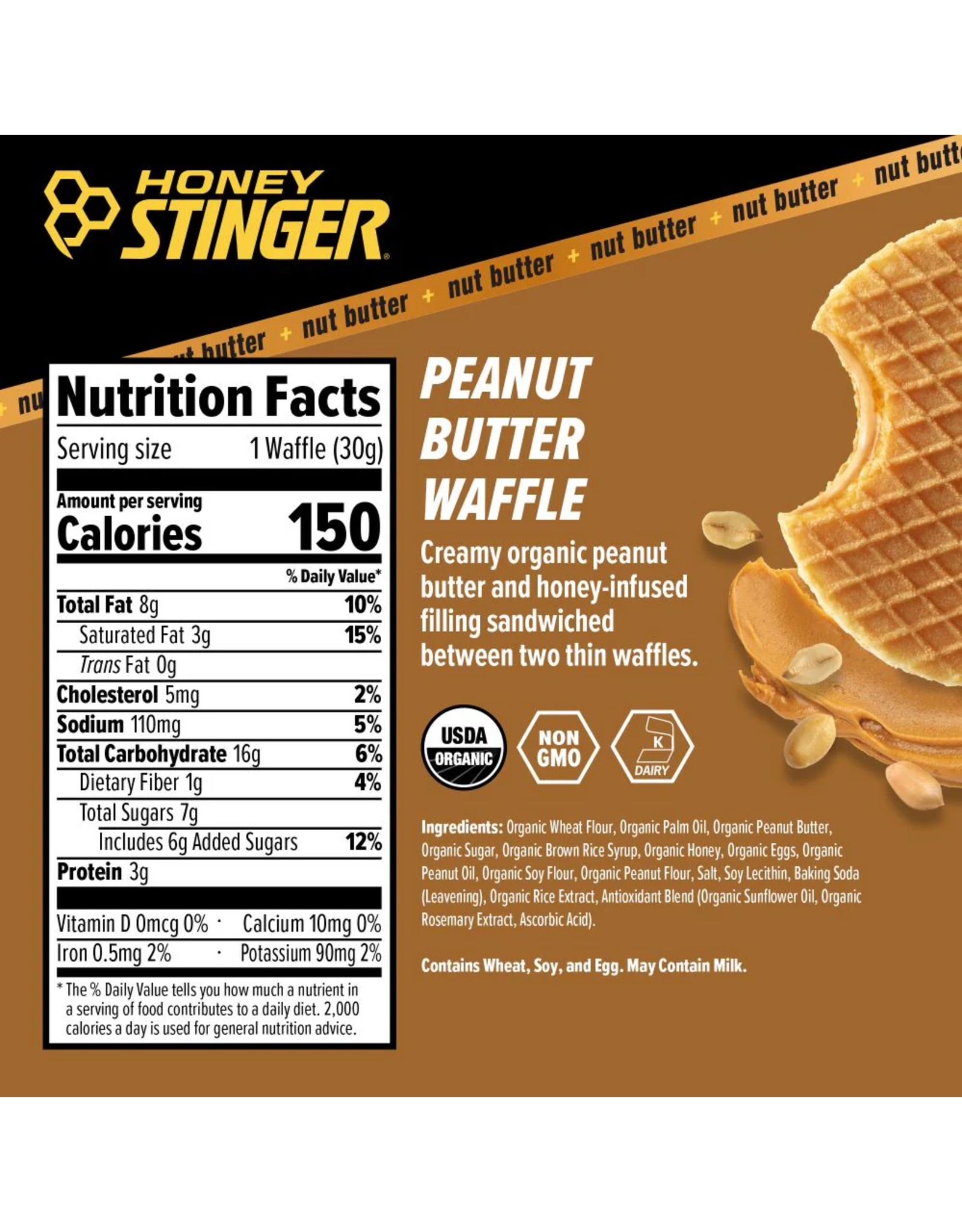 Honey Stinger Honey Stinger Peanut Butter Waffles 12 Pack