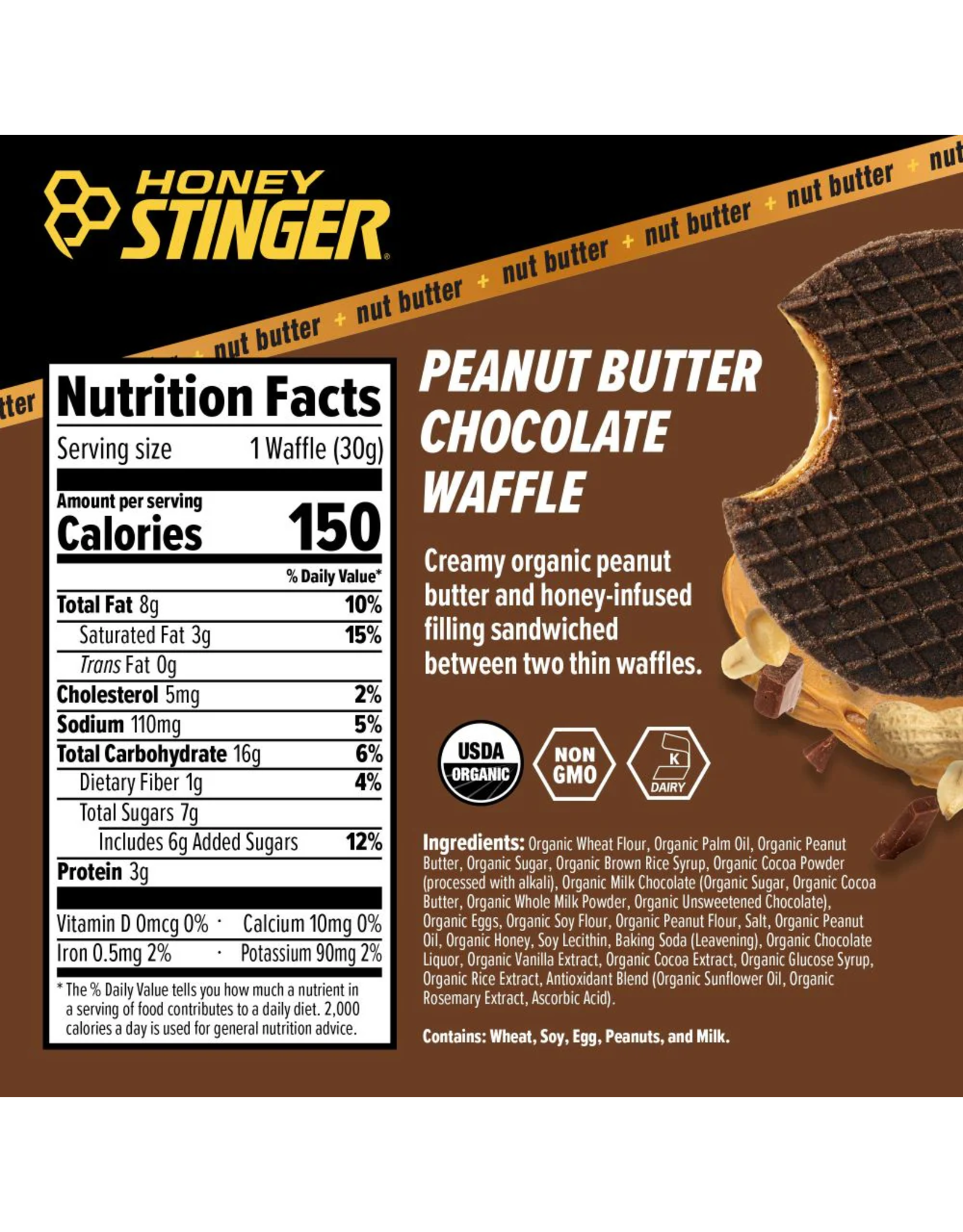 Honey Stinger Honey Stinger Peanut Butter Waffles 12 Pack
