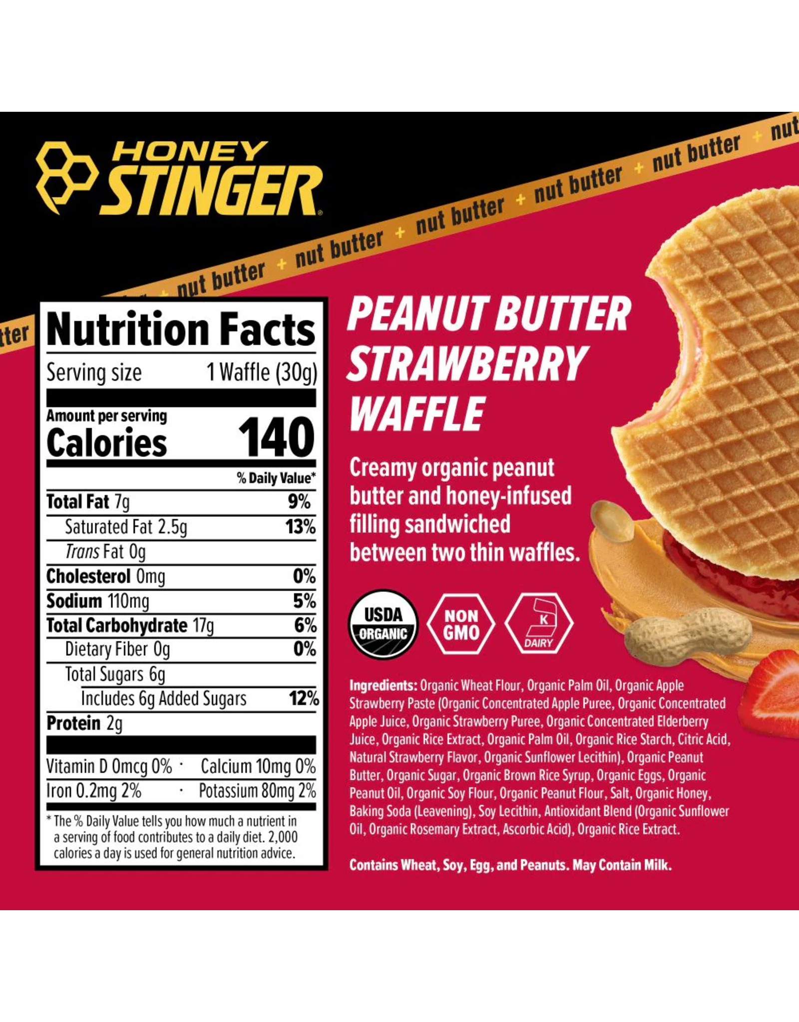 Honey Stinger Honey Stinger Peanut Butter Waffles 12 Pack