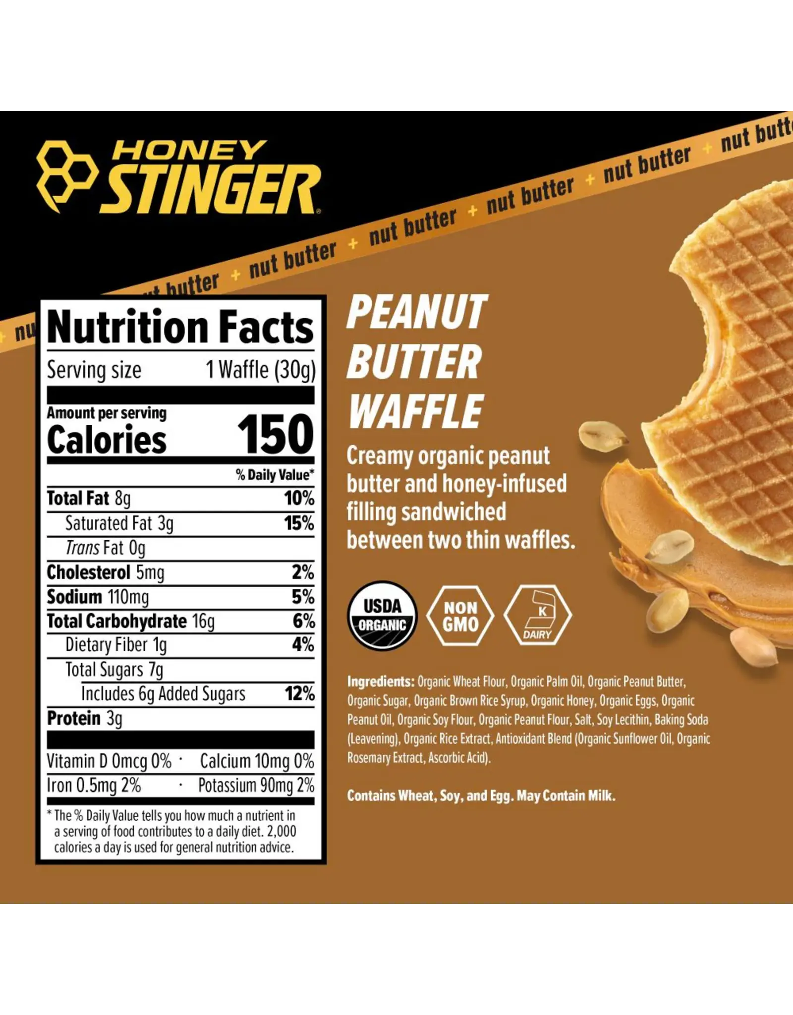 Honey Stinger Honey Stinger Peanut Butter Waffles 6 Pack