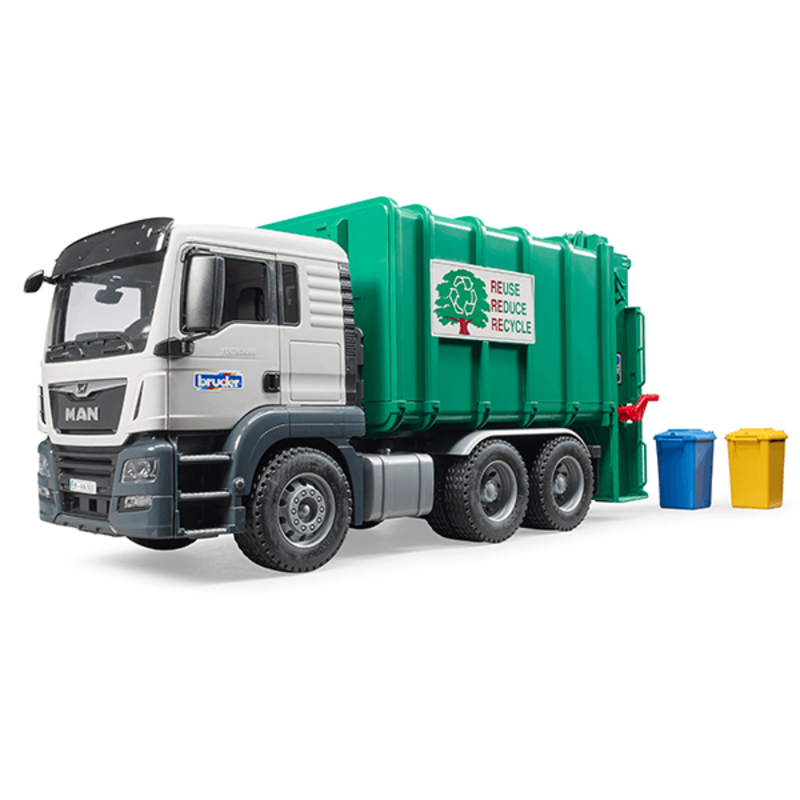 Bruder MAN TGS Rear Loading Garbage Truck green