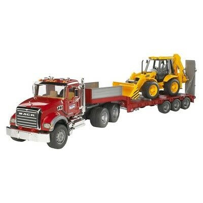 Bruder MACK Granite Flatbed Truck with JCB Loader backhoe