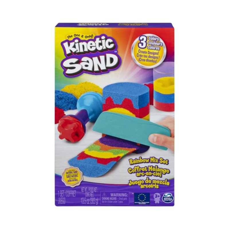 Kinetic Sand Kinetic Sand, Rainbow Mix Set with 3 Colors of Kinetic Sand (13.5oz) and 6 Tools