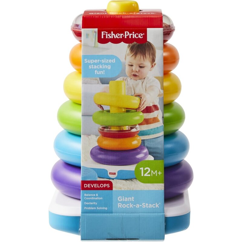 Fisher-Price Giant Rock-a-Stack, 14-inch Tall Stacking Toy with 6