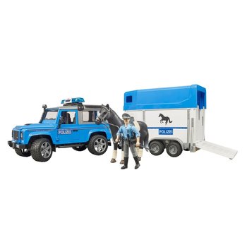Bruder Land Rover Police w horse, trailer and police officer