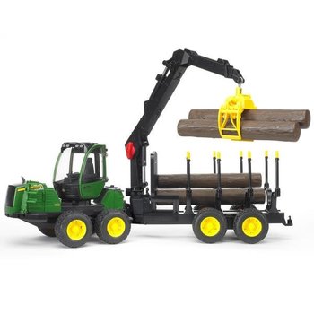Bruder John Deere 1210E Log Hauler, Trailer, 4 trunks and grabber