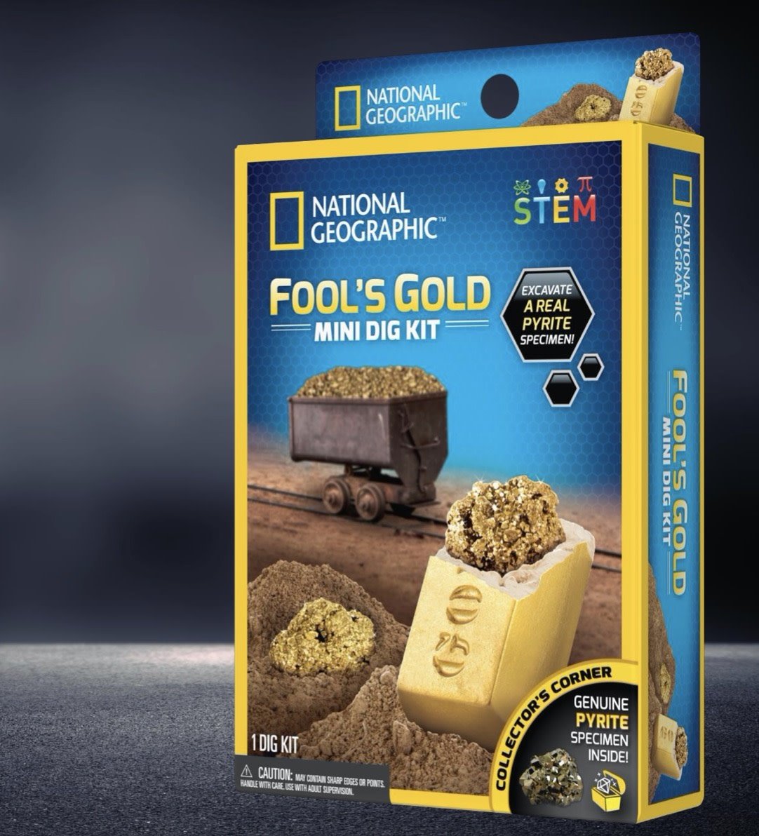 NATIONAL GEOGRAPHIC Fool's Gold Dig Kit – 12 Gold Bar Dig Bricks with 2-3  Pyrite Specimens Inside, Party Activity with 12 Excavation Tool Sets, Great