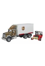 Bruder MACK Granite UPS logistcs truck w forklift