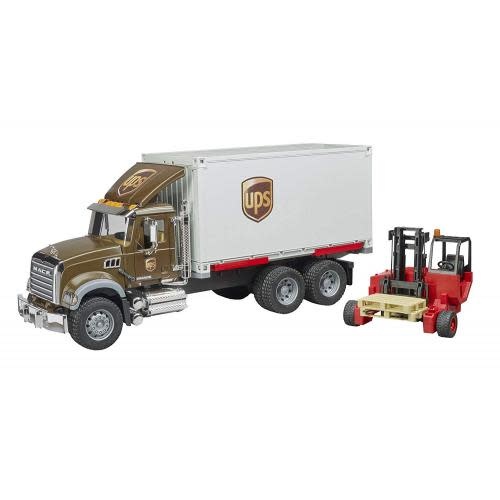 Bruder MACK Granite UPS logistcs truck w forklift