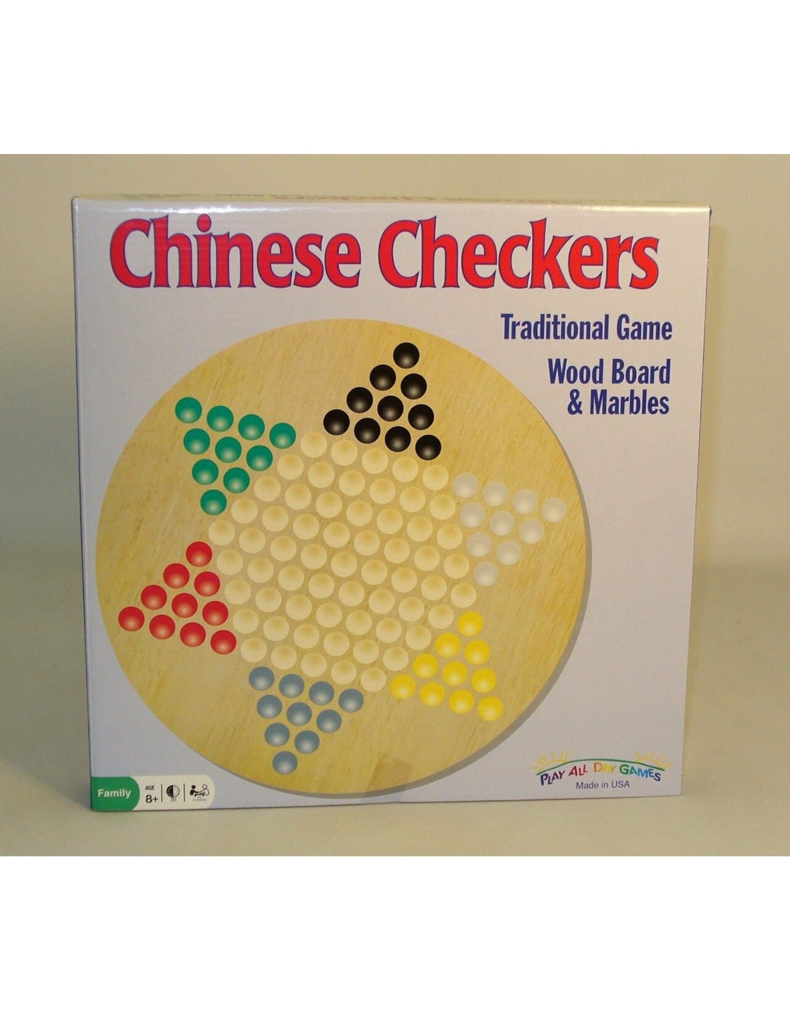 Play All Day Games Chinese Checkers wood board w marbles