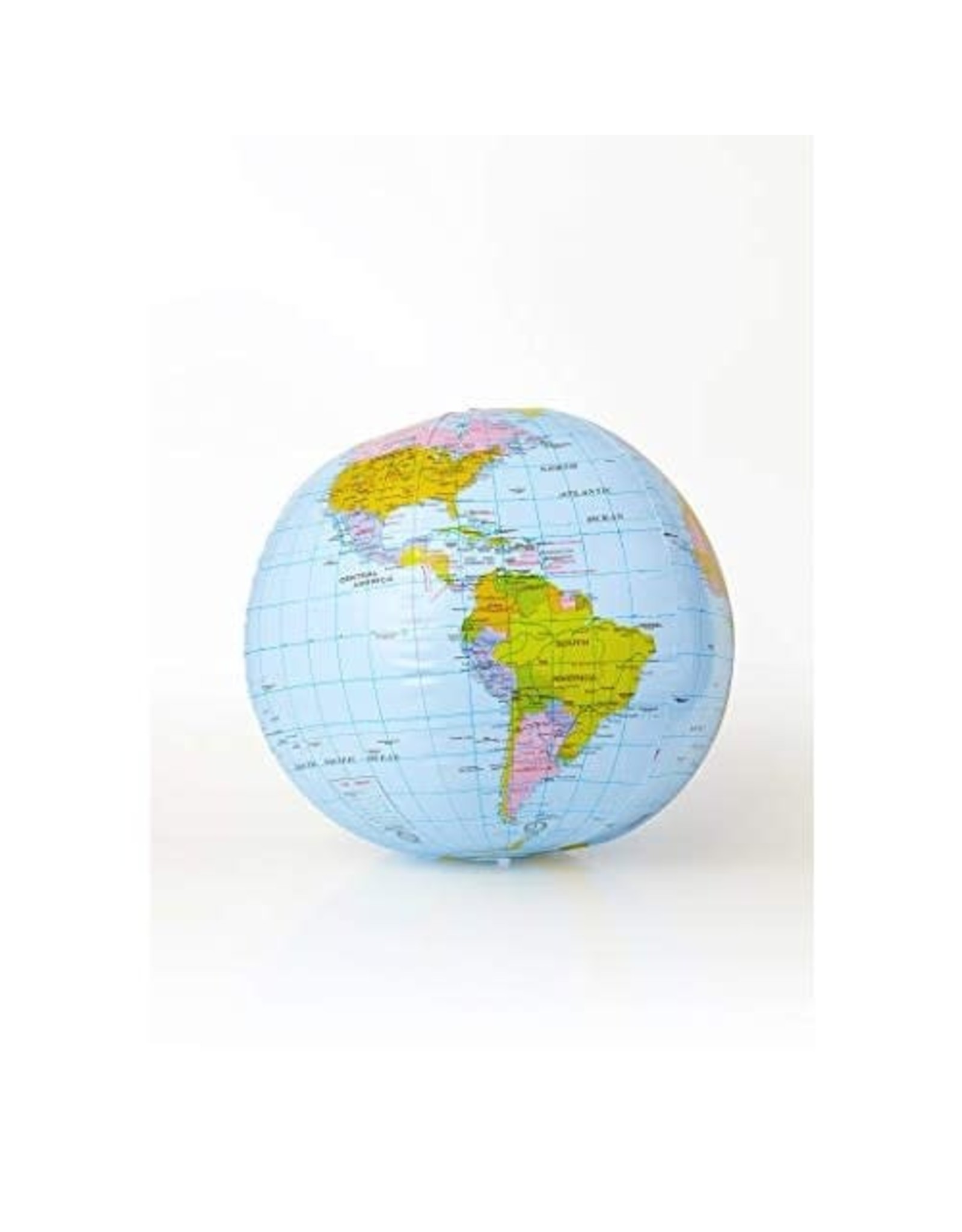 Globe Gonflable The World XXL 85cm - Anglais | Avec Socle | Décoration Géographie | Bleu Océan