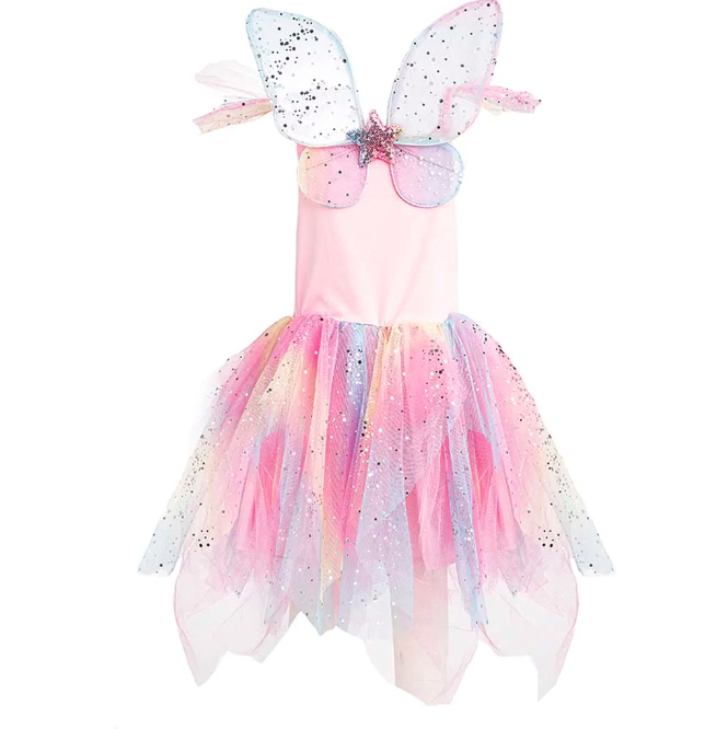 Great Pretenders Rainbow Fairy Dress & Wings, Multi, Size 5-6