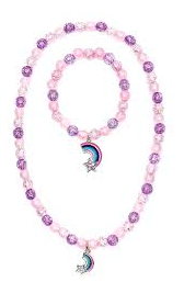 Great Pretenders Purple Rainbow Necklace and Bracelet Set, 2pc