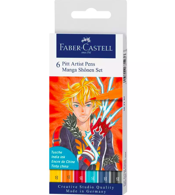 Faber-Castell Wallet - 6ct Pitt Artist Pen  Shonen