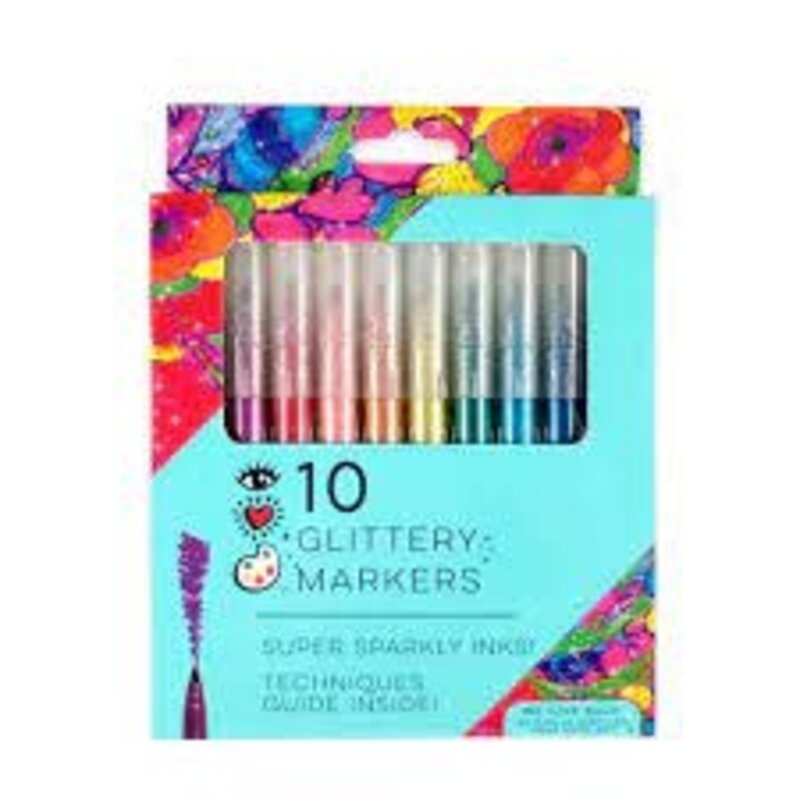 Bright Stripes 10 Glitter Markers