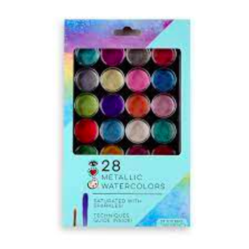 Bright Stripes 28 Metallic Watercolors