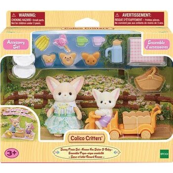 Calico Critters Sunny Picnic Set- Fennec Fox Sister & Baby