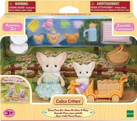 Calico Critters Sunny Picnic Set- Fennec Fox Sister & Baby
