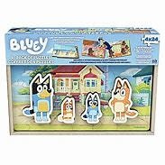 Bluey, 4-Pack of Wooden Puzzles with Bingo, Mum, and Dad Characters