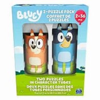 Bluey, 36 Piece Jigsaw Puzzle Two Pack Toy Gift Set with Easy to Store Tube Packaging