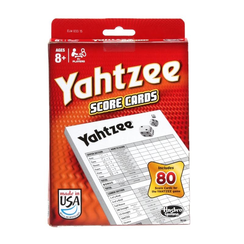 Hasbro Yahtzee Score Cards