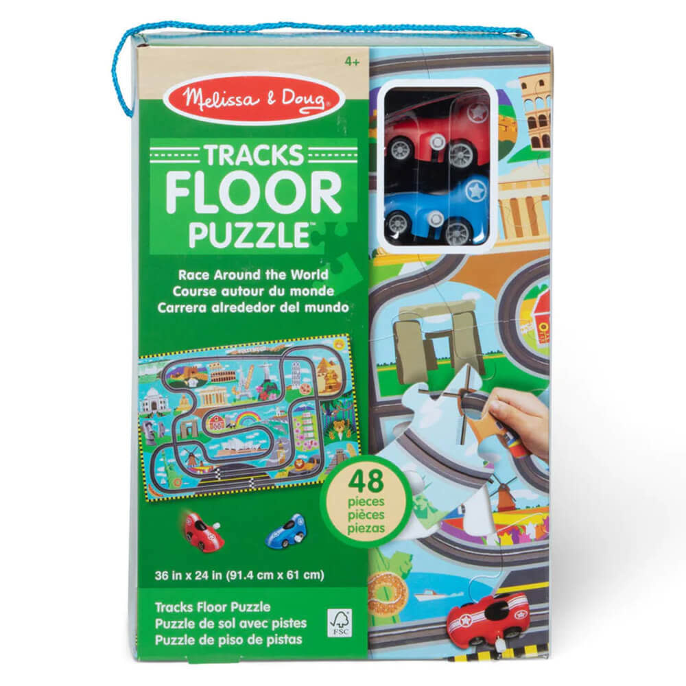Melissa & Doug Race Around the World Tracks Floor Puzzle