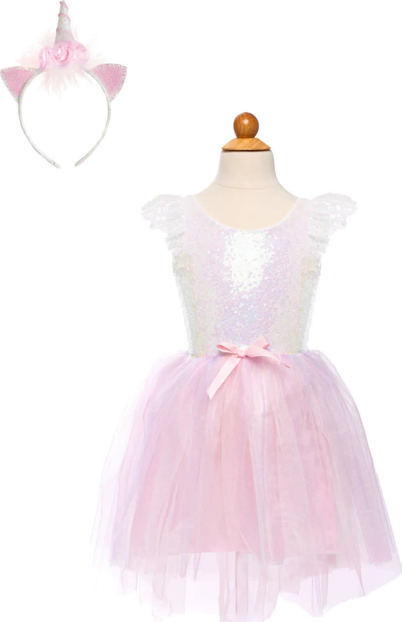 Great Pretenders Dreamy Unicorn Dress & Headband, Iridescent/Pink, Size 5-6