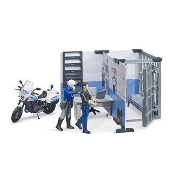 Bruder bWorld police Station w/Police Motorbike