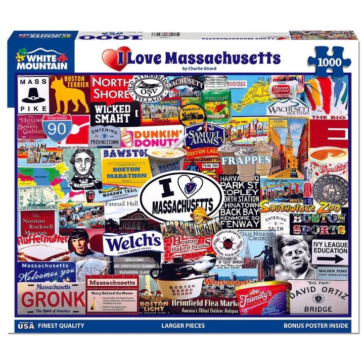 White Mountain Puzzles I Love Massachusetts 1000pc