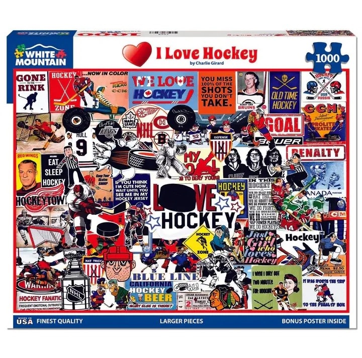 White Mountain Puzzles I Love Hockey 1000 pc