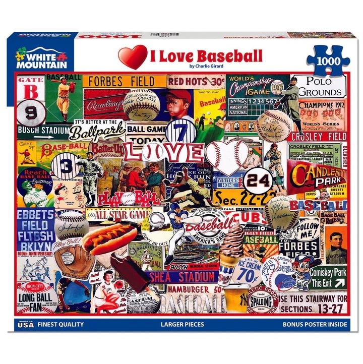 White Mountain Puzzles I Love Baseball 1000 pc