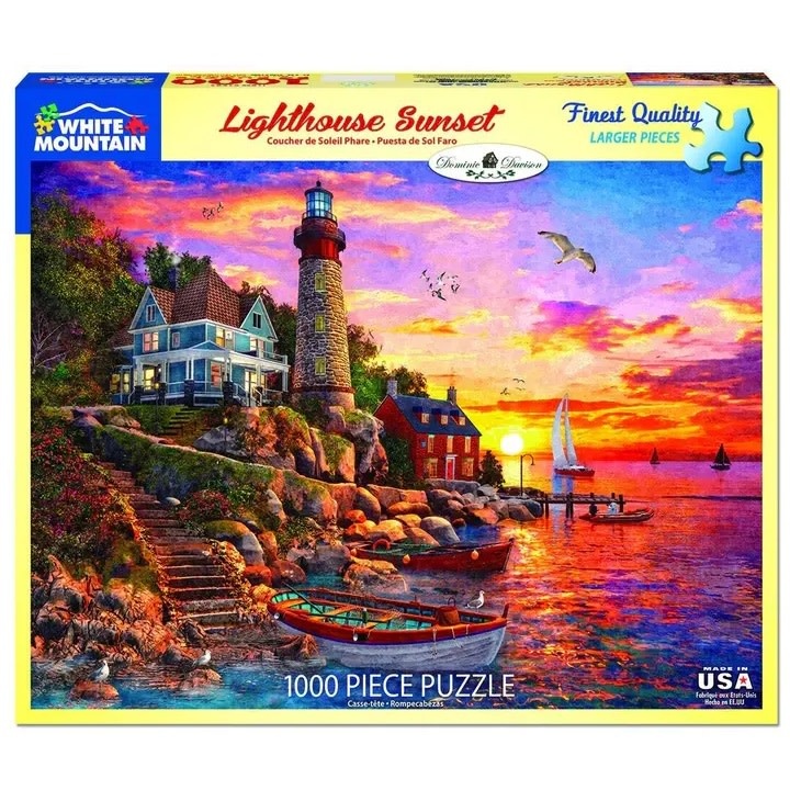 White Mountain Puzzles Lighthouse Sunset 1000 pc