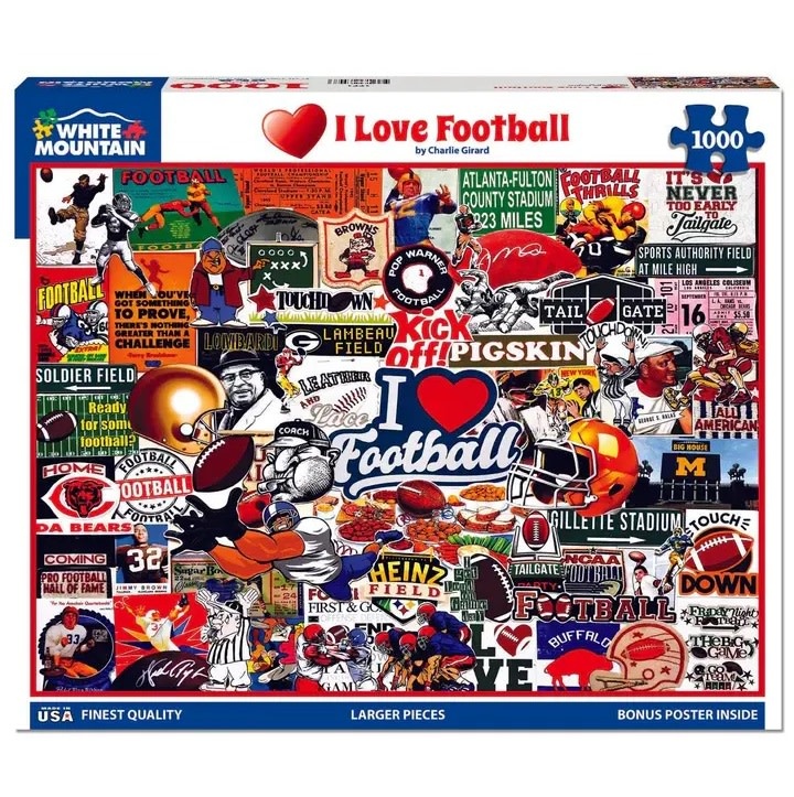 White Mountain Puzzles I Love Football 1000 pc