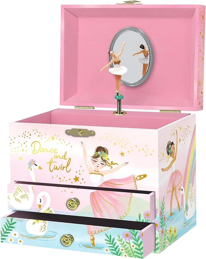 US Toy Ballerina Musical Jewelry Box 2-Drawer