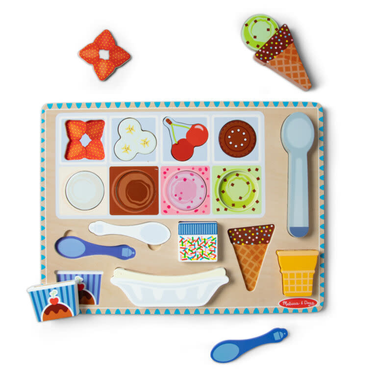 Melissa & Doug Wooden Ice Cream Magnetic Puzzle Play