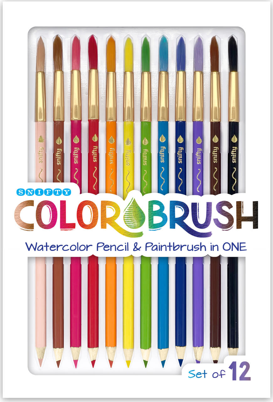 Color Brush Watercolor Pencil & Paintbrush Set of 12
